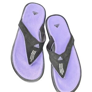 adidas Black Flip Sandals with Lavender Footbed